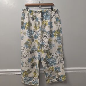 Hot Cotton by Marc Ware Tropical Floral Capri Pants Sz 1X Beachy Cotton Casual
